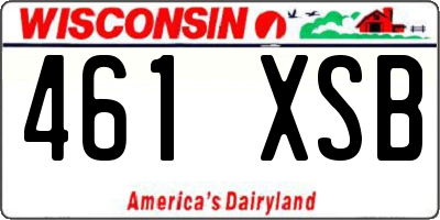 WI license plate 461XSB