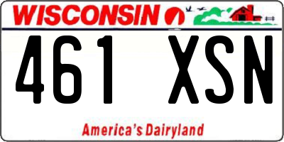 WI license plate 461XSN