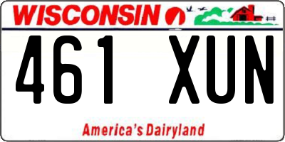WI license plate 461XUN