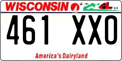 WI license plate 461XXO