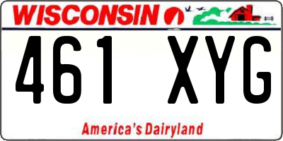 WI license plate 461XYG