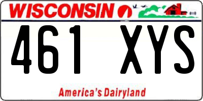 WI license plate 461XYS