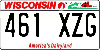 WI license plate 461XZG
