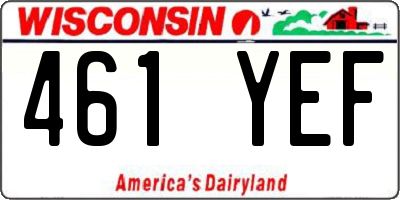 WI license plate 461YEF