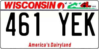 WI license plate 461YEK