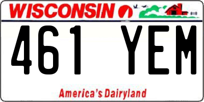WI license plate 461YEM