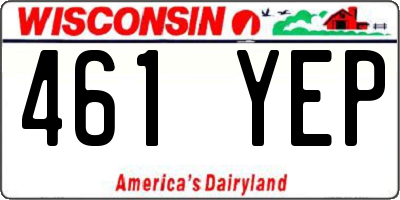 WI license plate 461YEP