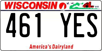 WI license plate 461YES