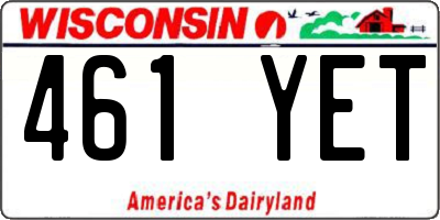 WI license plate 461YET