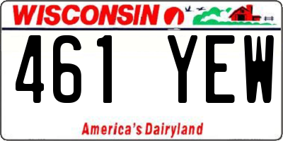 WI license plate 461YEW