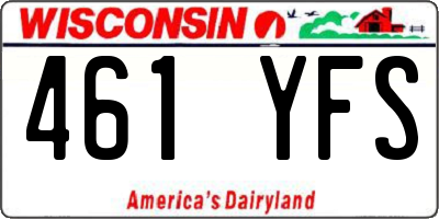 WI license plate 461YFS