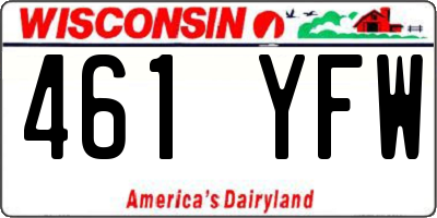WI license plate 461YFW