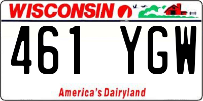 WI license plate 461YGW