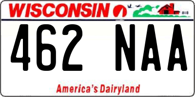 WI license plate 462NAA