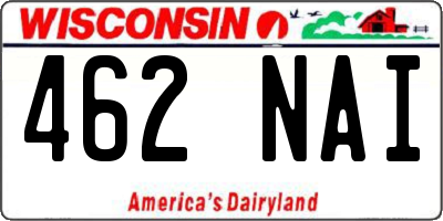 WI license plate 462NAI