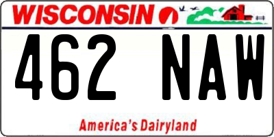 WI license plate 462NAW