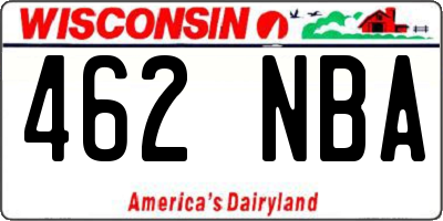 WI license plate 462NBA