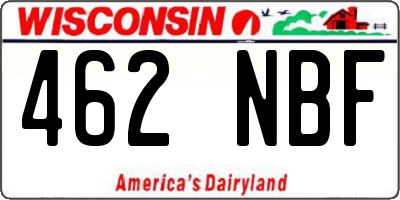 WI license plate 462NBF