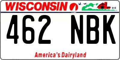 WI license plate 462NBK
