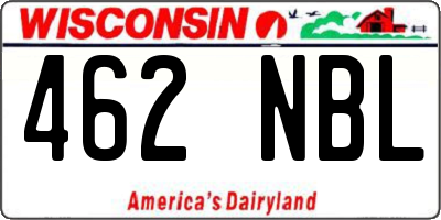 WI license plate 462NBL