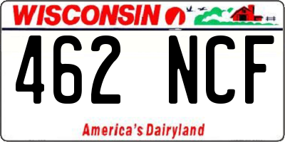 WI license plate 462NCF