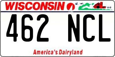WI license plate 462NCL