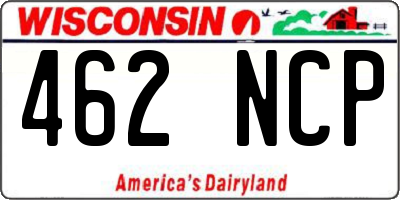 WI license plate 462NCP