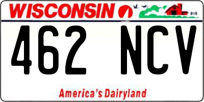 WI license plate 462NCV