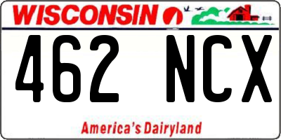 WI license plate 462NCX