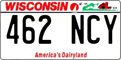 WI license plate 462NCY