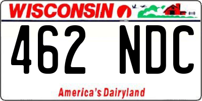 WI license plate 462NDC