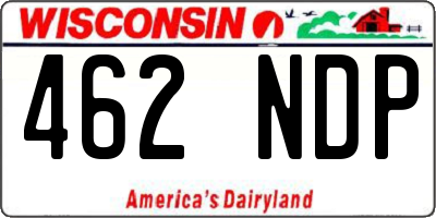 WI license plate 462NDP