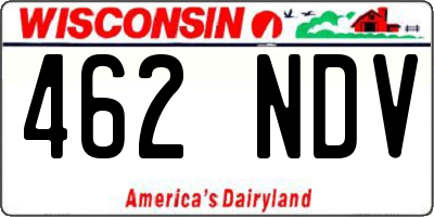 WI license plate 462NDV
