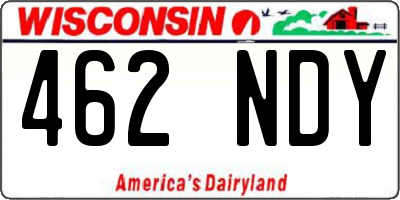 WI license plate 462NDY