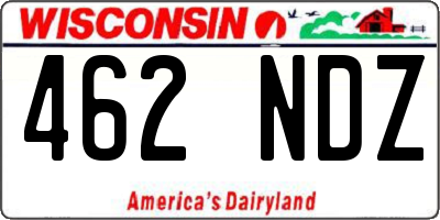 WI license plate 462NDZ