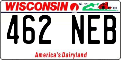 WI license plate 462NEB