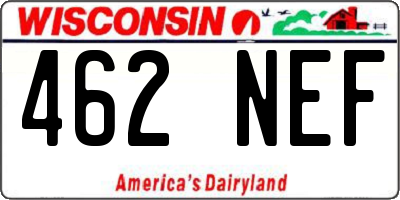 WI license plate 462NEF