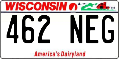 WI license plate 462NEG