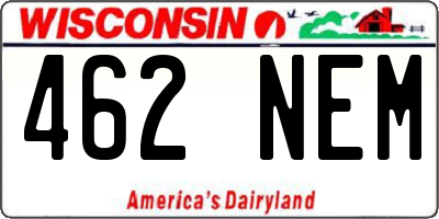WI license plate 462NEM