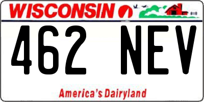WI license plate 462NEV