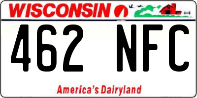 WI license plate 462NFC
