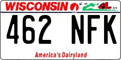 WI license plate 462NFK