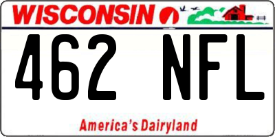 WI license plate 462NFL