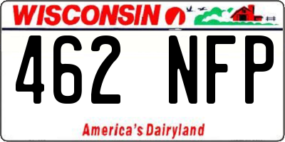 WI license plate 462NFP