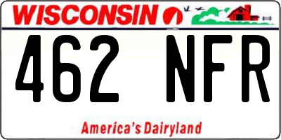 WI license plate 462NFR