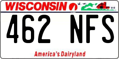 WI license plate 462NFS