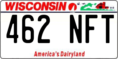 WI license plate 462NFT