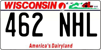 WI license plate 462NHL
