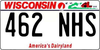 WI license plate 462NHS