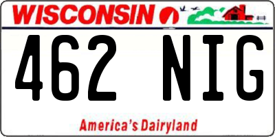 WI license plate 462NIG